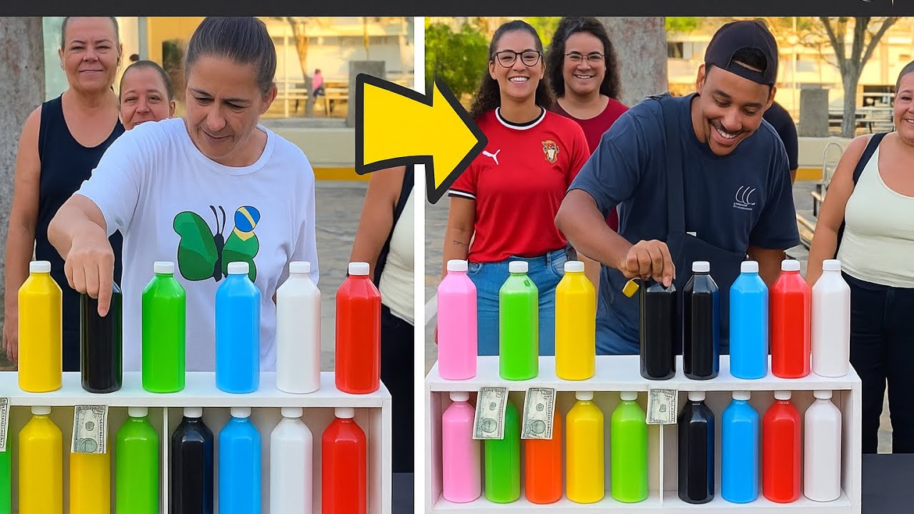 Bottle game match the color #challenge #game #streetgames #