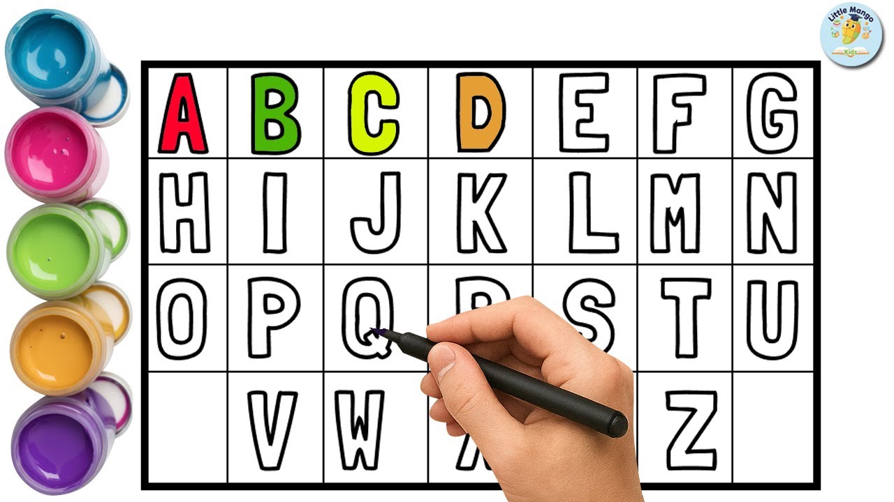 Learn ABC Alphabets A to Z 🎨✍️ | Colorful Outline Letters for Kids | Little Mango Kids | part 2