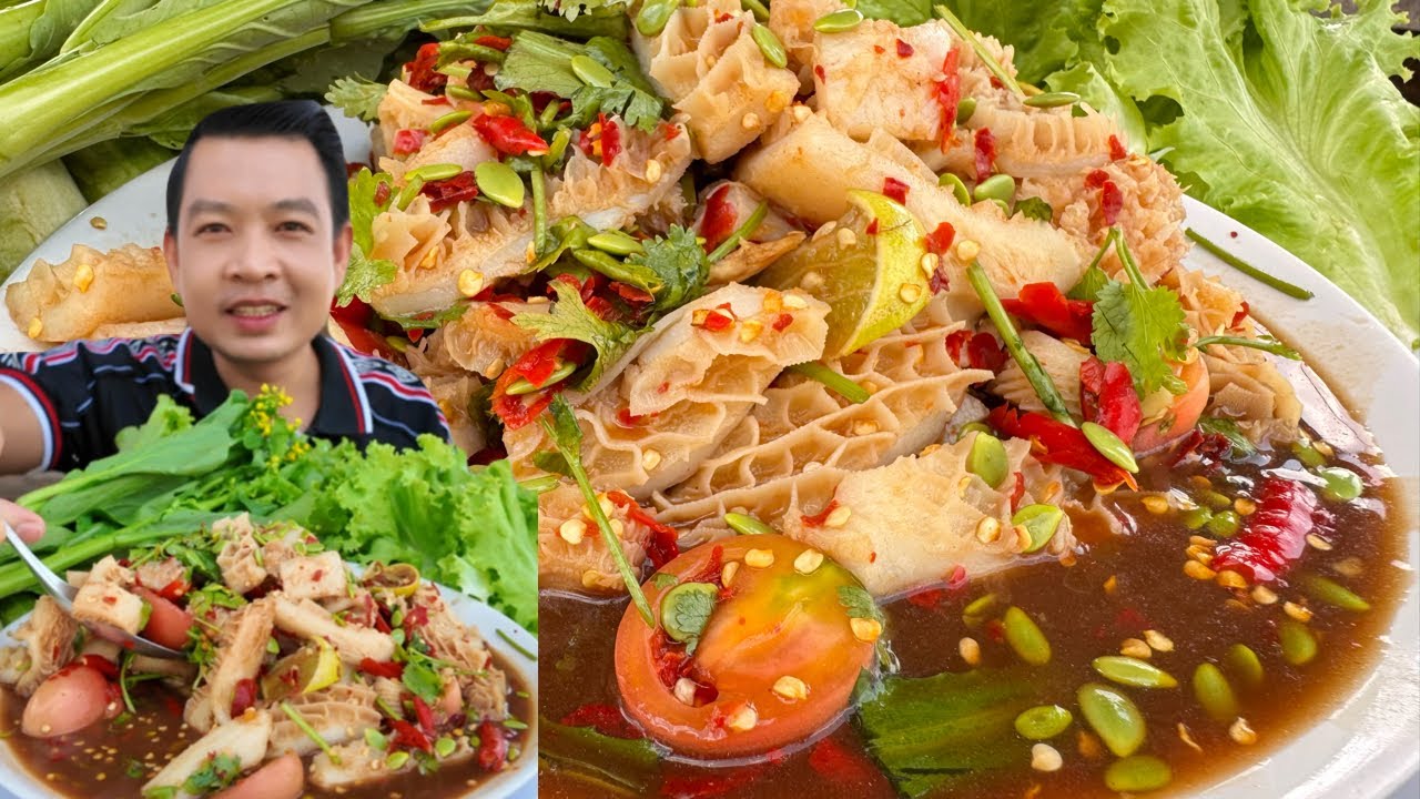 ตำดอกจอก เผ็ดนัวเปรี้ยว กรุบๆมื้อนี้เหนียวจักหน่อยครับ