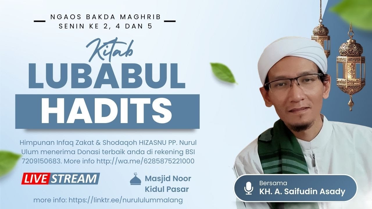 📡🔴 [LIVE] Pengajian Malam Selasa di Masjid Noor | Kitab Lubabul Hadits | Gus H. Ahmad Saifudin Asady