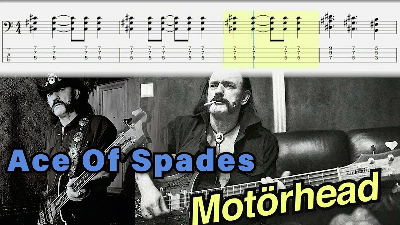 Motörhead - Ace of Spades | Only Bass With Score and Tabs #bassonly #motörhead #lemmy #aceofspades