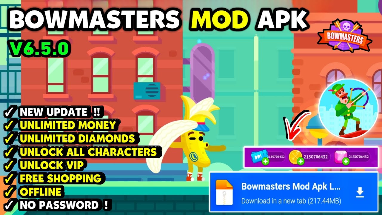 Bowmasters Mod Apk v6.5.0 | Unlimited Money & Unlock All Characters