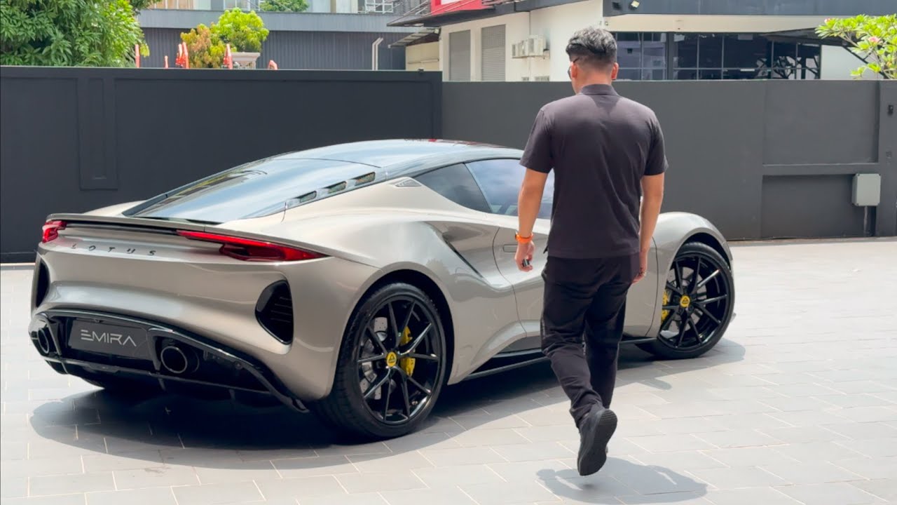Loud Exhaust! Lotus Emira 3.5 V6 | Nimbus Grey | Black Alcantara Yellow Stitch