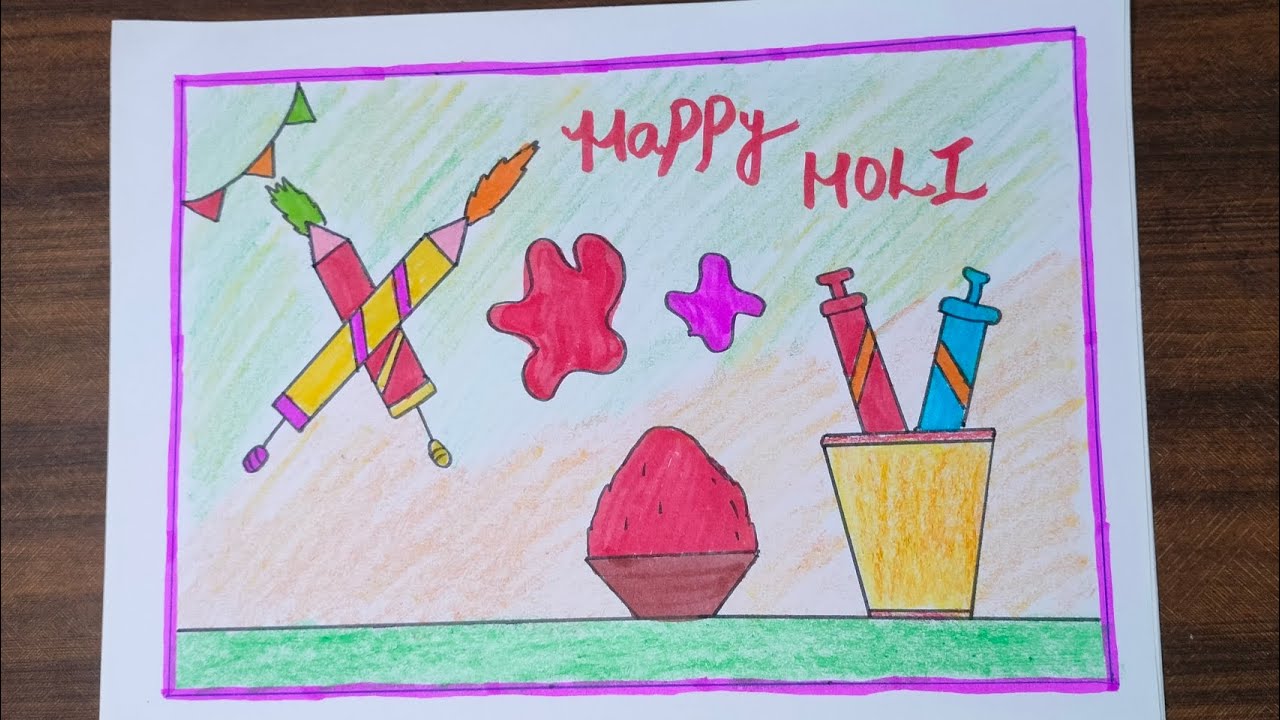 Easy Holi Drawing Step By Step / Holi Drawing / Holi Art #holidrawing 