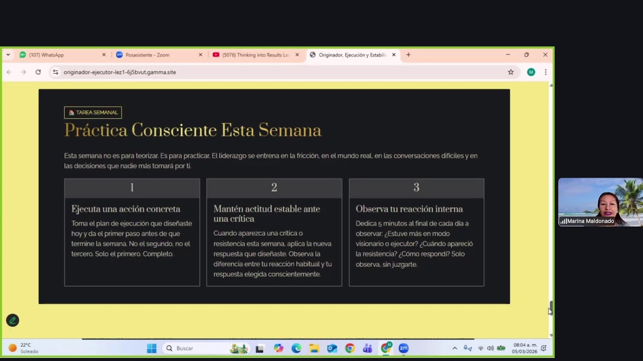 Mentes Maestras Sesion en vivo 05-03-26, Thinking into Results leccion 10