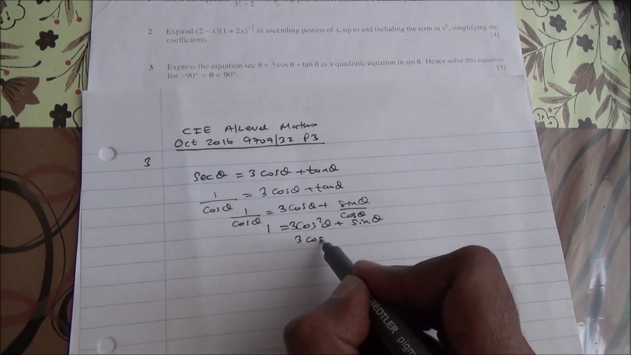 HSC A-Level Maths October 2016 9709 32 P3 Q3