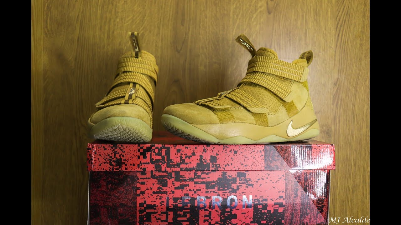 Nike Lebron Soldier XI (11) SFG EP Wheat Metallic Gold on Foot
