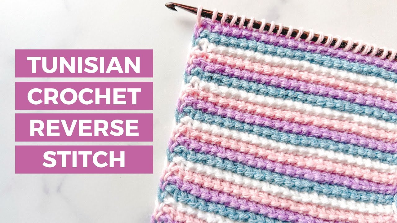 Tunisian Reverse Stitch Tutorial - HOW TO CROCHET a textured stitch for blankets and shawls