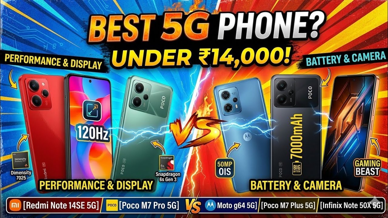 Top 5 Best 5G Phones Under ₹14,000 (March 2026) 📱✨