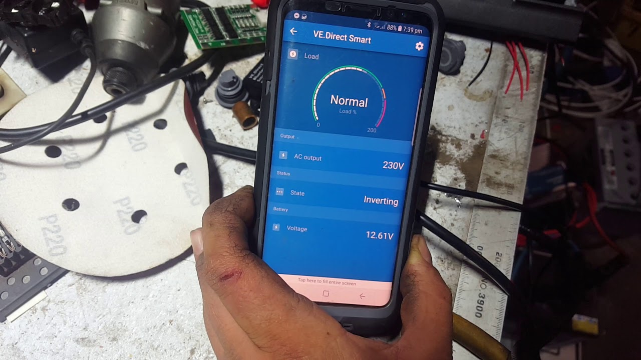 Victron V.E Direct Bluetooth Dongle on a Phoenix 12V 250VA Blue Power Inverter