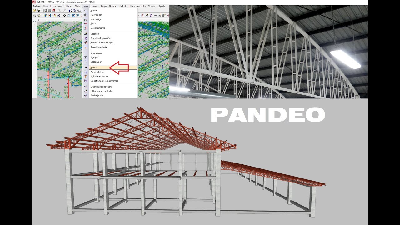 CONCEPTO PANDEO EN CYPE 3D Naves industriales. Diseño de Cerchas