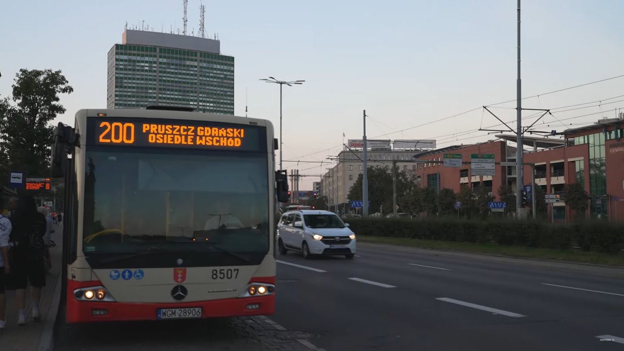 Poland, Gdańsk, bus 200 ride from Główny to Komarowo