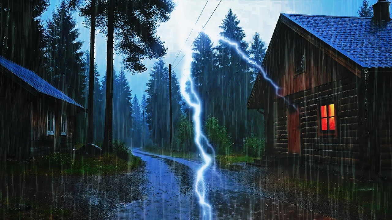 Fall Asleep in 3 Minutes 🌧️Heavy Rain and Thunder on Nature Forest for Deep Sleep and Stress Relief