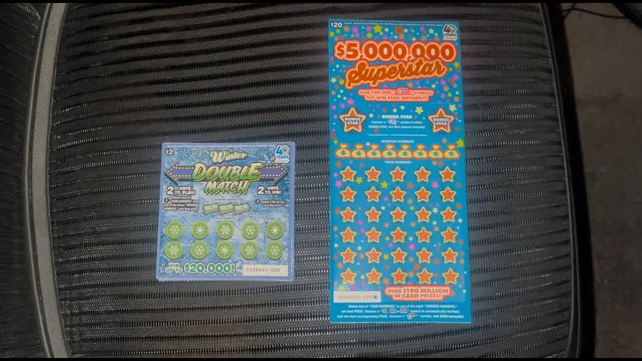 Five $2 Winter Double Match & One $20 $5,000,000 Superstar Tickets from the CA Lottery - 12/16/2025