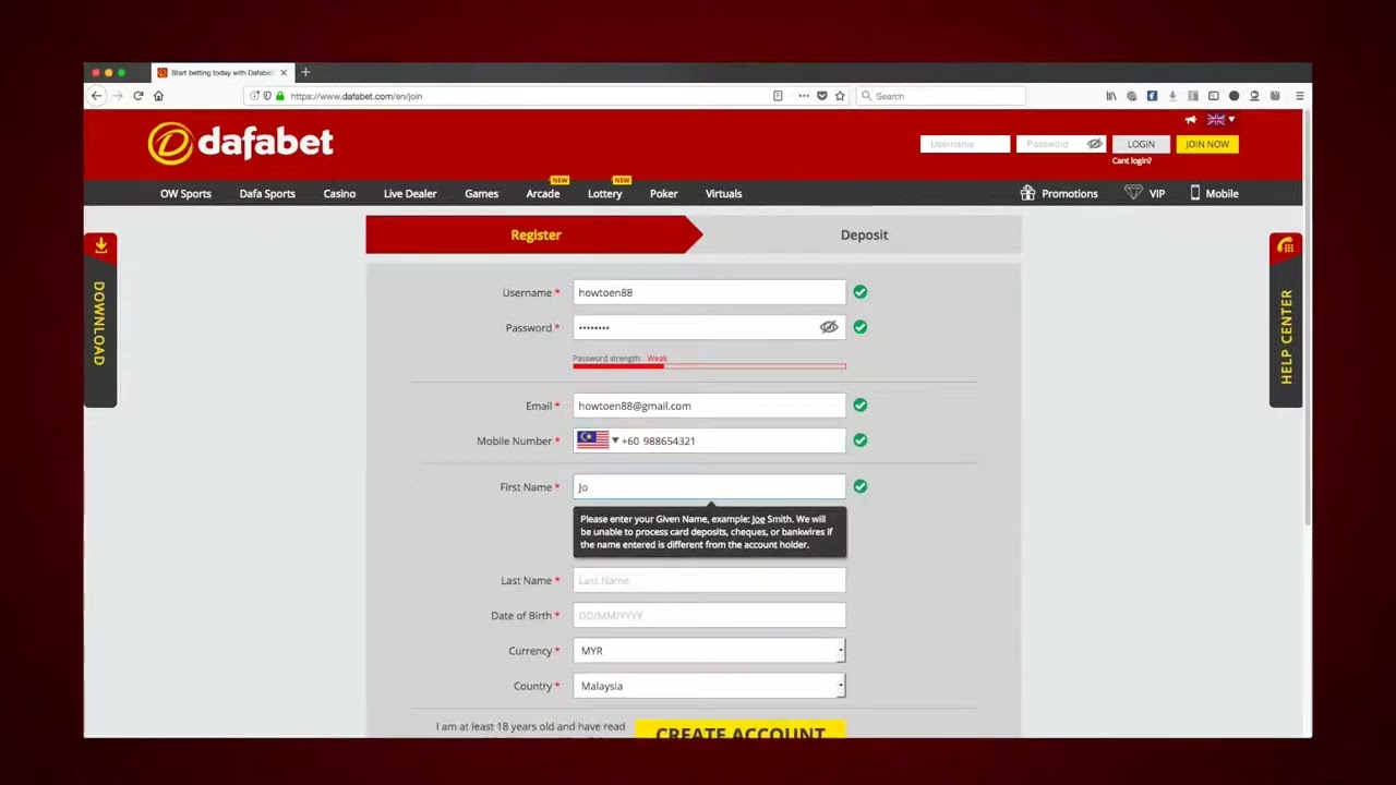 How to Register at Dafabet