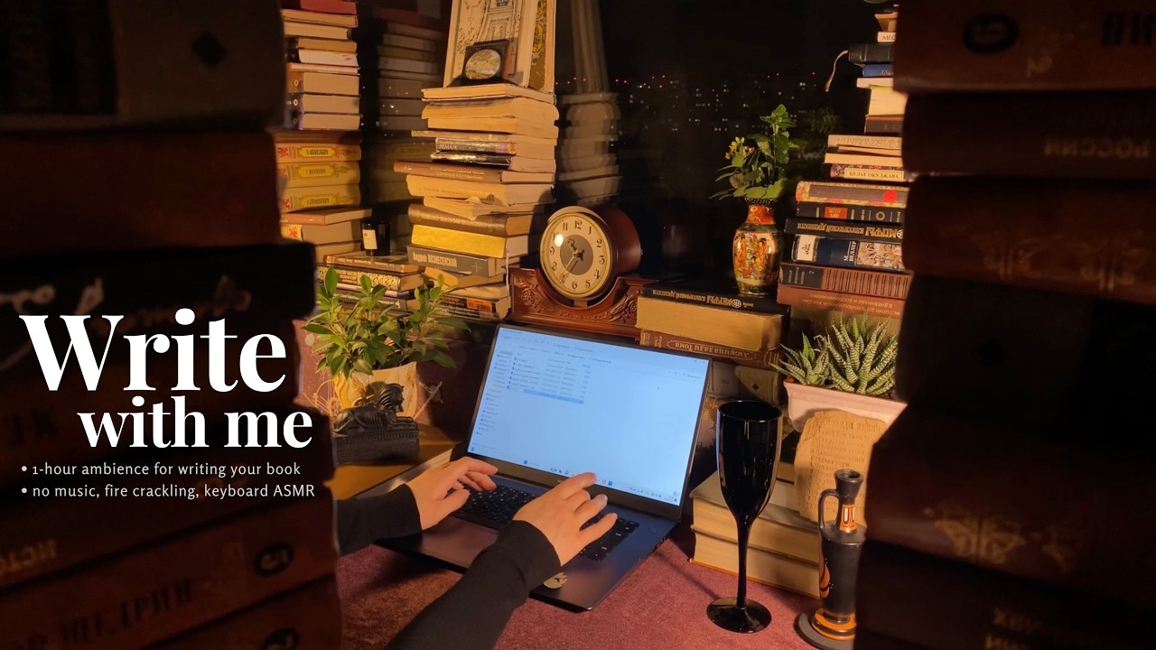Write With Me in Secret Library Nook 🕯️📜 / Late Night Writing Session / No Music / 1-Hour