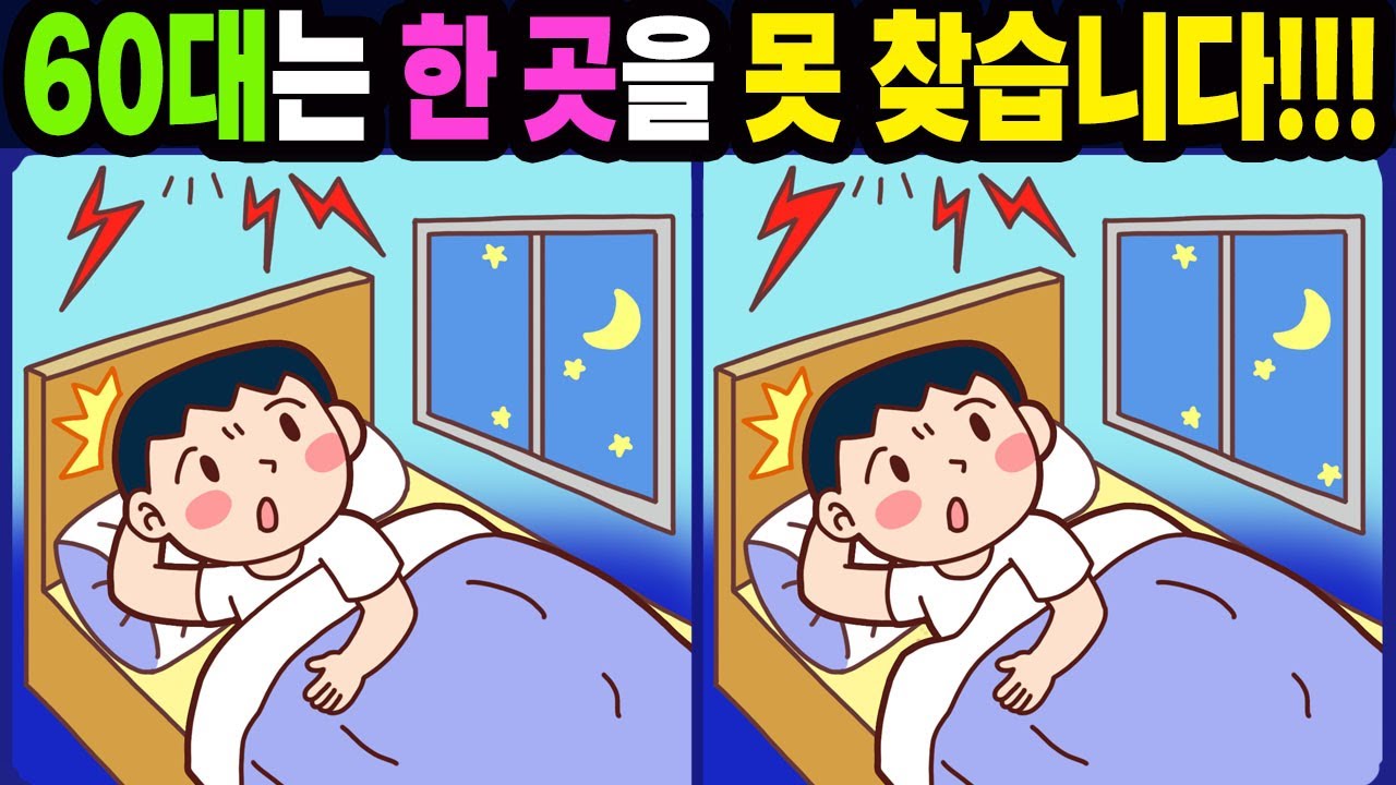 【다른그림찾기/치매예방】60대는 한 곳을 못 찾습니다!【틀린그림찾기/두뇌운동/숨은그림찾기/Find the Difference/치매예방퀴즈】1102