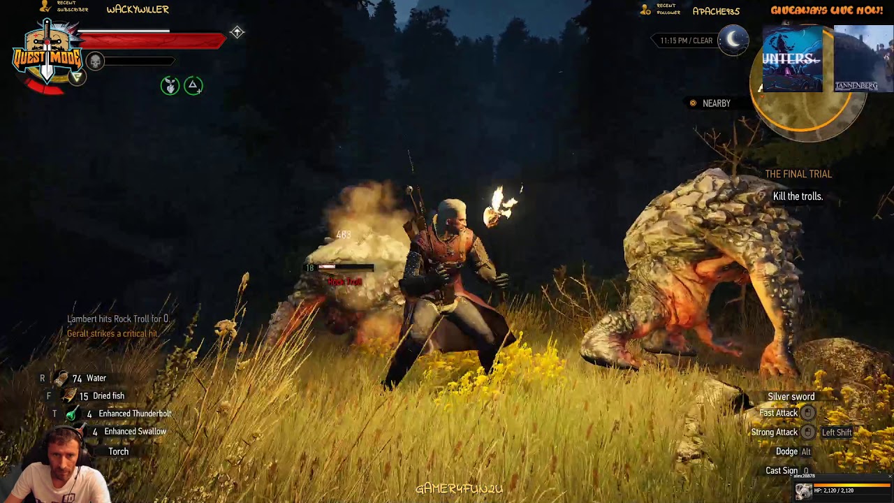 Witcher 3-Day 11-Hard mode - 3 Trolls fight
