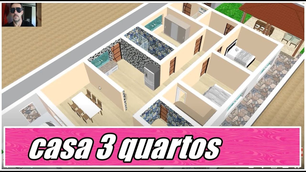 Planta de casa com 3 quartos muito LINDA