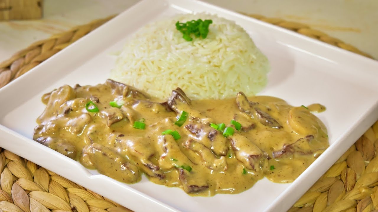 ستروغانوف باللحمه بابسط طريقه بنص ساعه بتكون جاهزه 😋 Meat strogonov