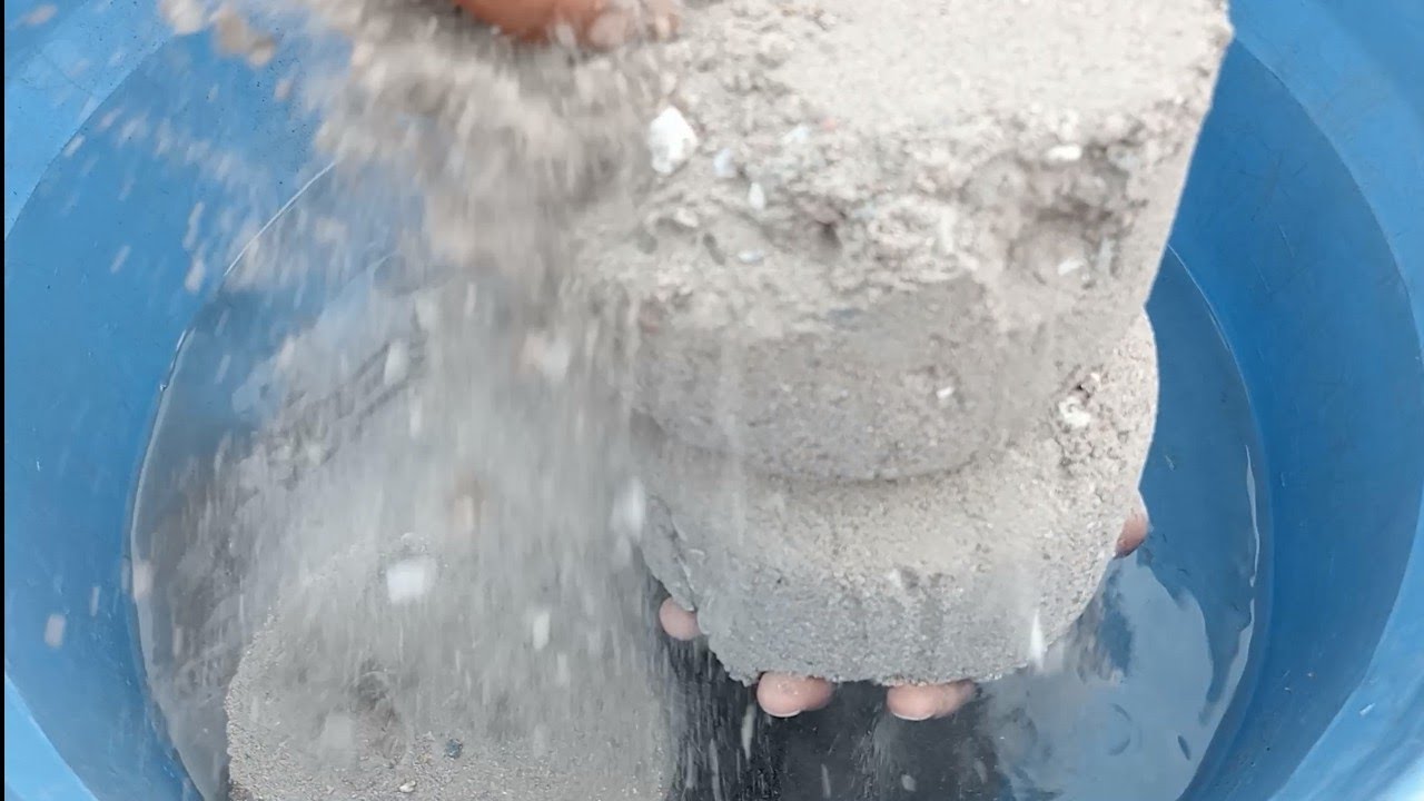 ASMR very soft sand dartmixd and pure cement silk crunchy less 🌊 dipping crumble in 💦💦💦🤤