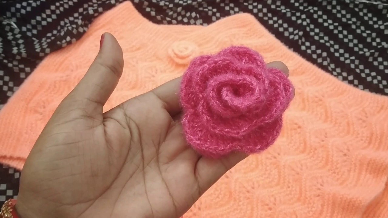 Rose flower for pounchu/Cap and Baby's project#231knitting lessons#2019.