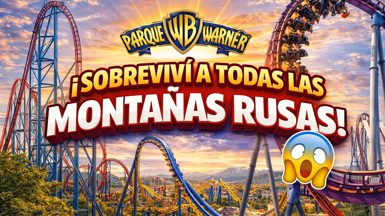 ¡SOBREVIVÍ! a todas las MONTAÑAS RUSAS del PARQUE WARNER  😱☠️ 