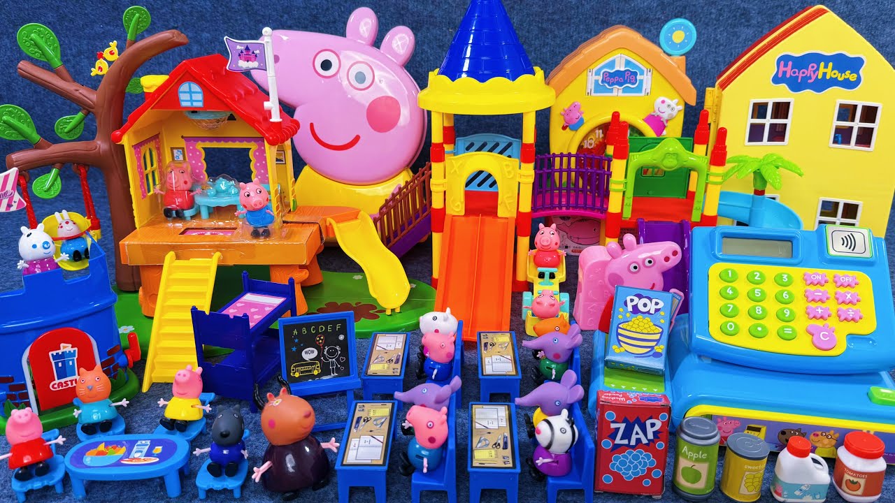 11 Minutes Satisfying with Unboxing Peppa Pig Classroom and Playground Playset ASMR | Review Toys