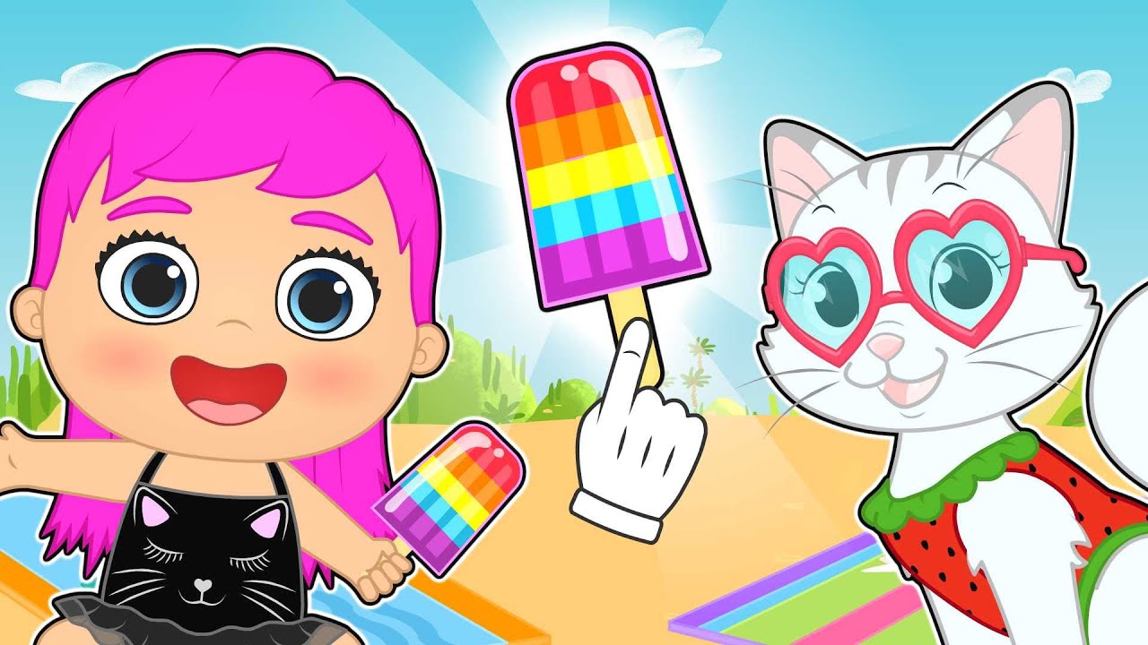 LILY y KIRA 🍨🌈 Hacen helados de arcoíris en la playa