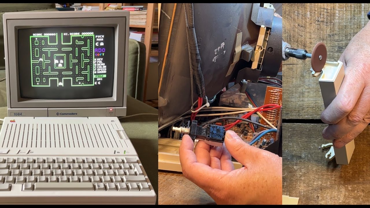 Réparation d'un écran Commodore 1084 : clapet et interrupteur