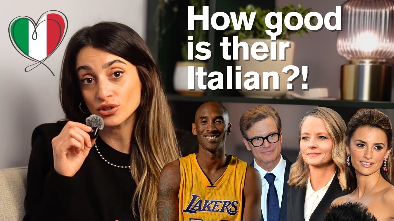 Italian Teacher reacts to Kobe Bryant, Jodie Foster, Colin Firth speaking Italian