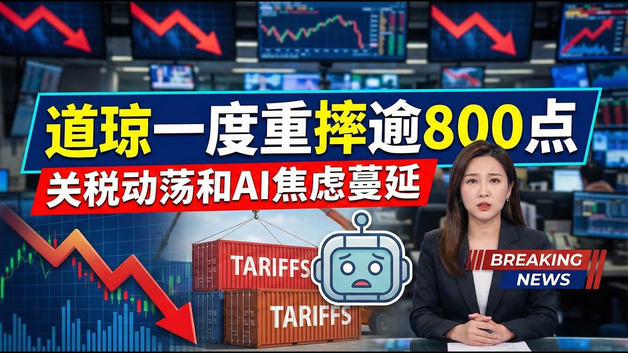 道琼一度重摔逾800点 关税动荡和AI焦虑蔓延