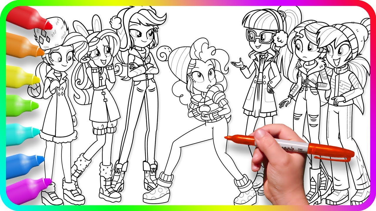 How to color EQUESTRIA GIRLS? My Little Pony Coloring Pages. Easy Drawing Tutorial Art. Coloring MLP