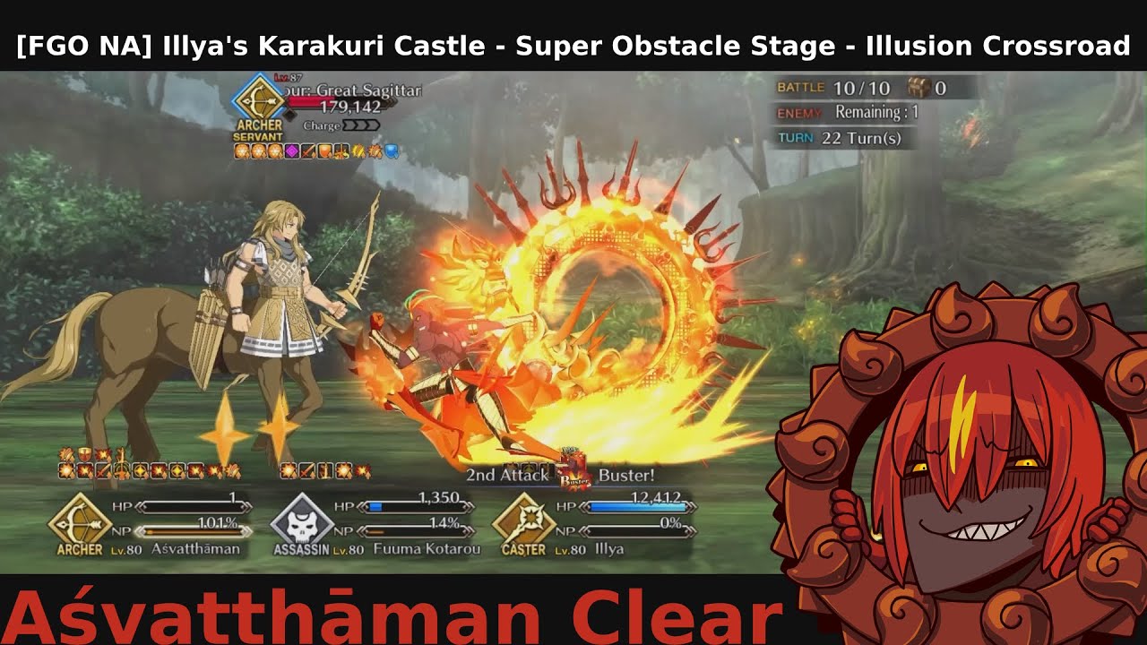 [FGO NA] Illya's Karakuri Castle - Super Obstacle Stage - Illusion Crossroad - Ashwattama Clear