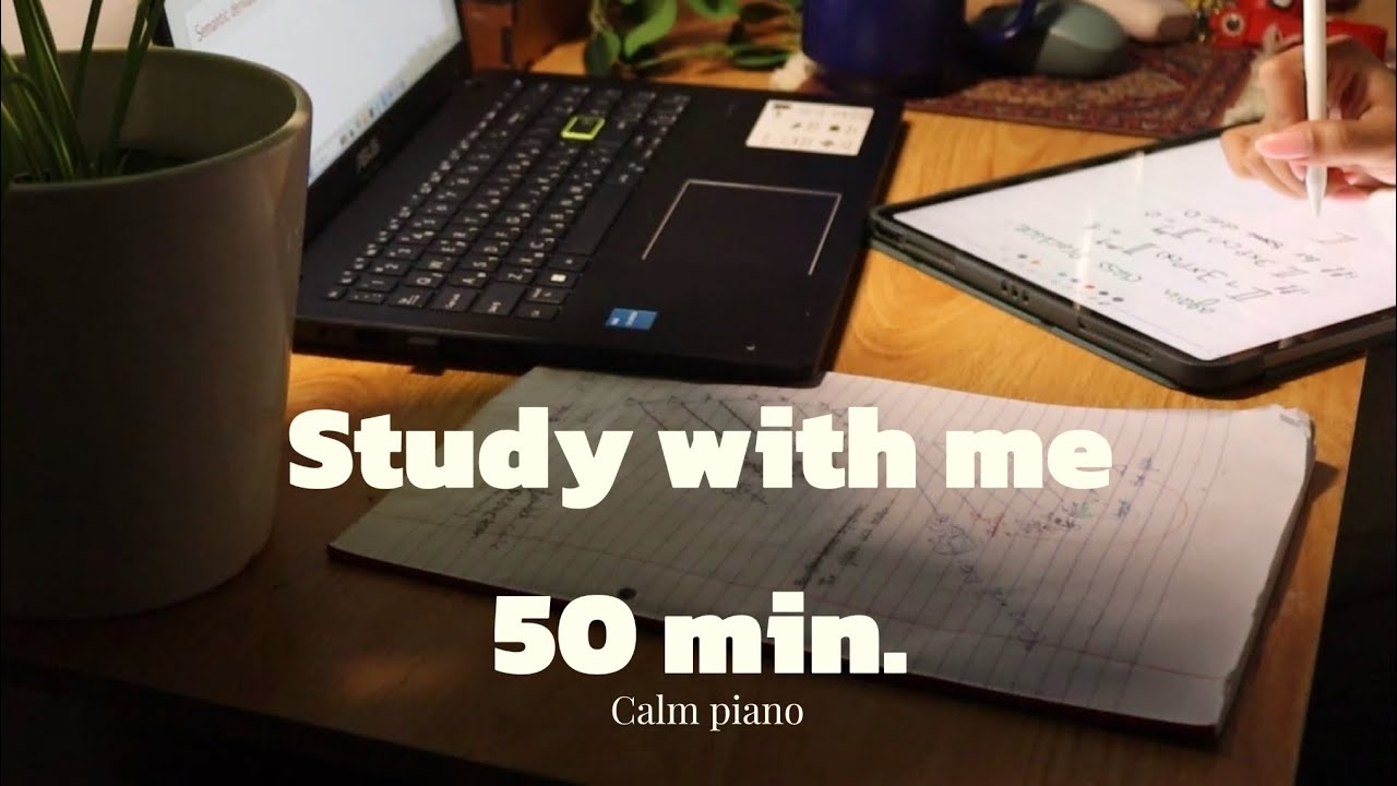 Study with me for 1 hour  (calm piano)