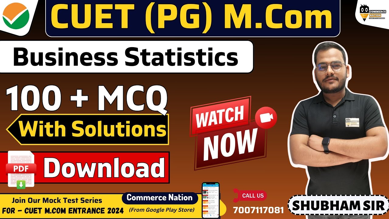 Applied and Business Statistics  | MCQ for M.com Entrance 2024 | Special MCQs | 100 + MCQs Series