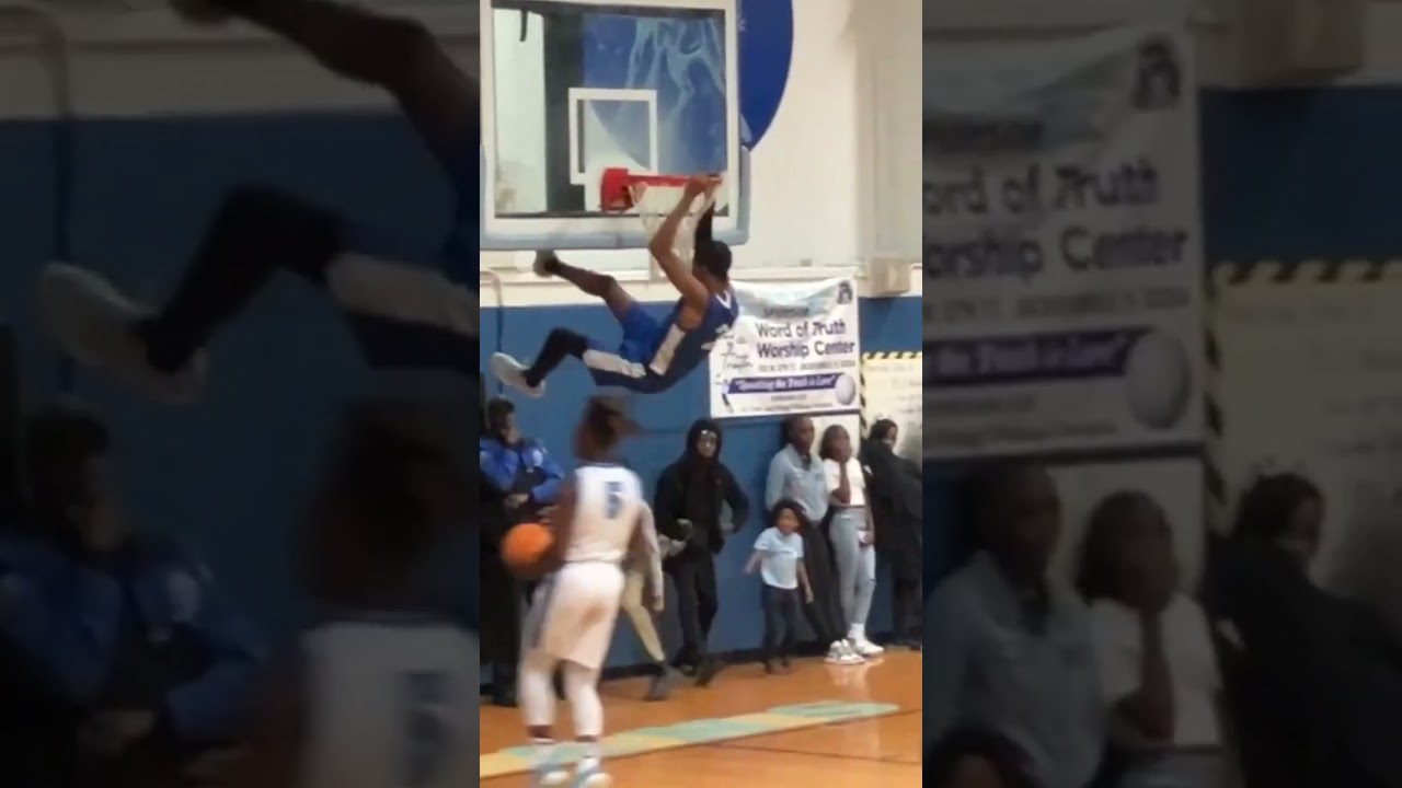 Jesus Rice nasty 2 hand slam dunk through the lane 😤 #basketball #nba #highschoolbasketball