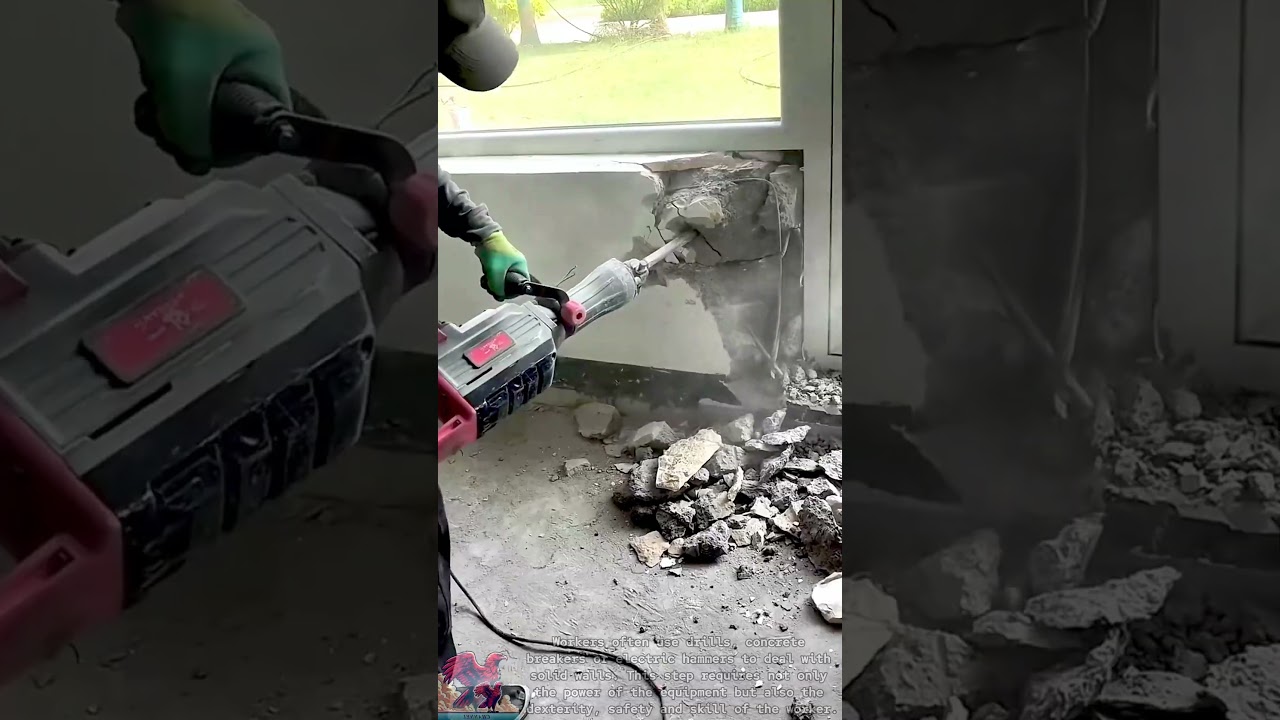 Workers use machines to break concrete walls || Demolition solutions