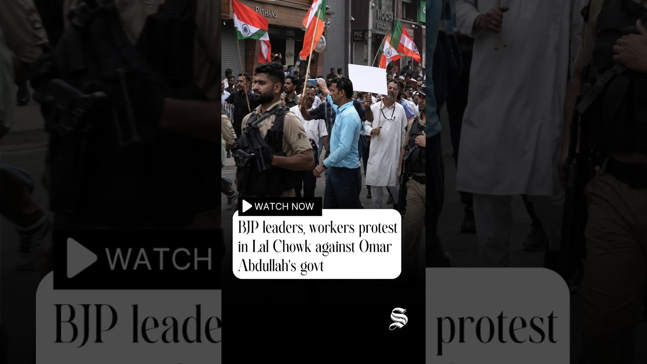 BJP workers protest in Lal Chowk against Omar Abdullah's govt over Unemployment, Corruption