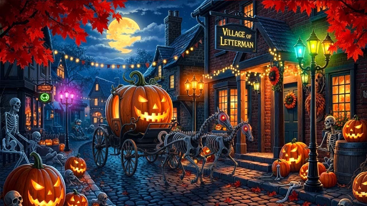 Haunted Halloween Street 🎃 Relaxing Halloween Ambience 👻 Spooky Sounds, Best Halloween Music