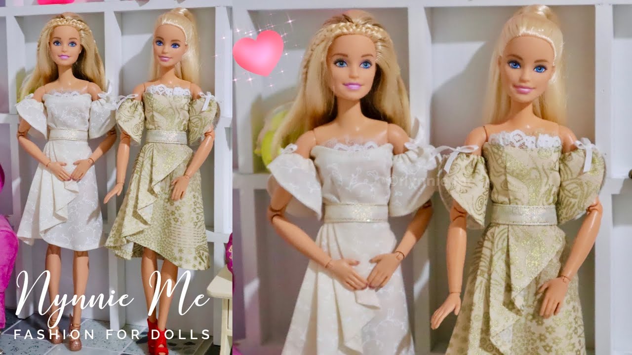 Barbie Strapless dress with ruffled sleeves and ruffled skirt by nynnie me