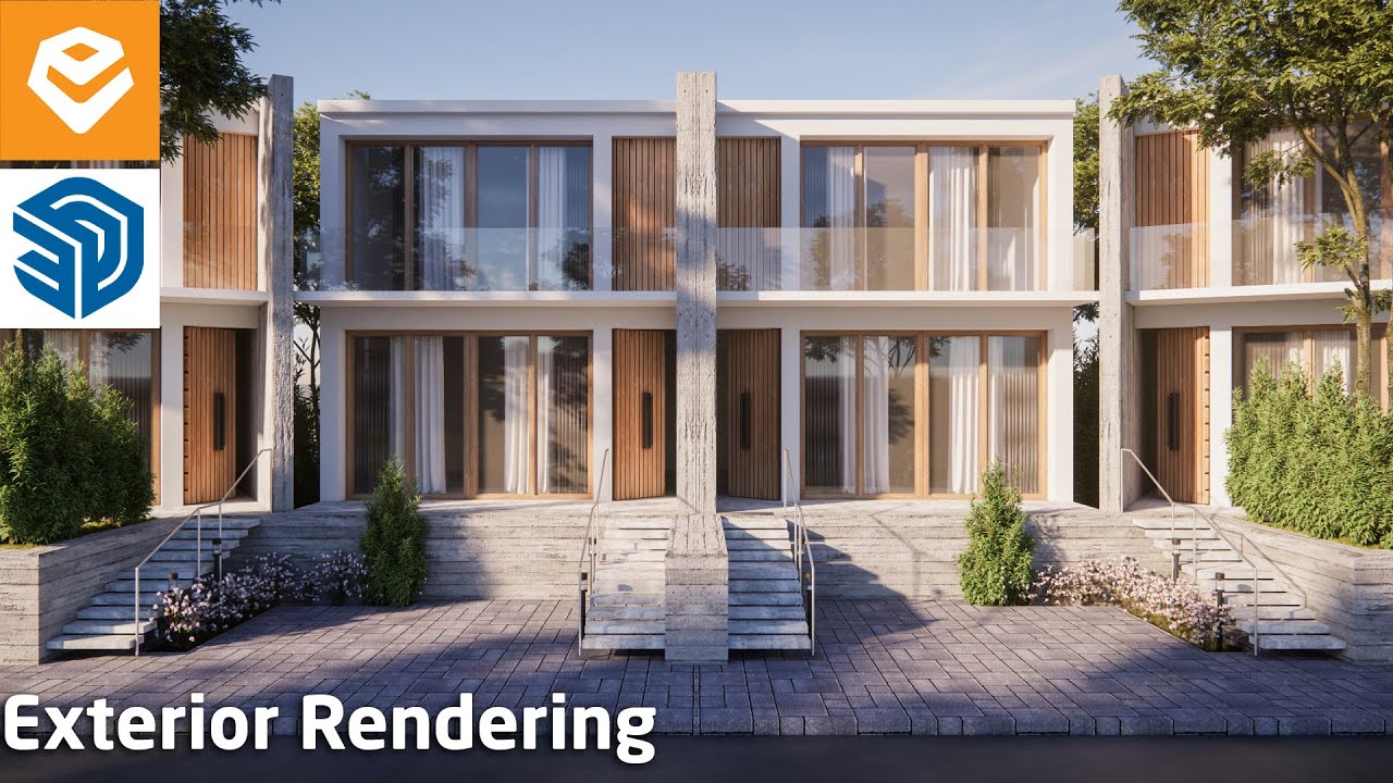 Enscape 4.9 For SketchUp | 075 Realistic Exterior Villa Rendering With Enscape Sun & Custom Assets
