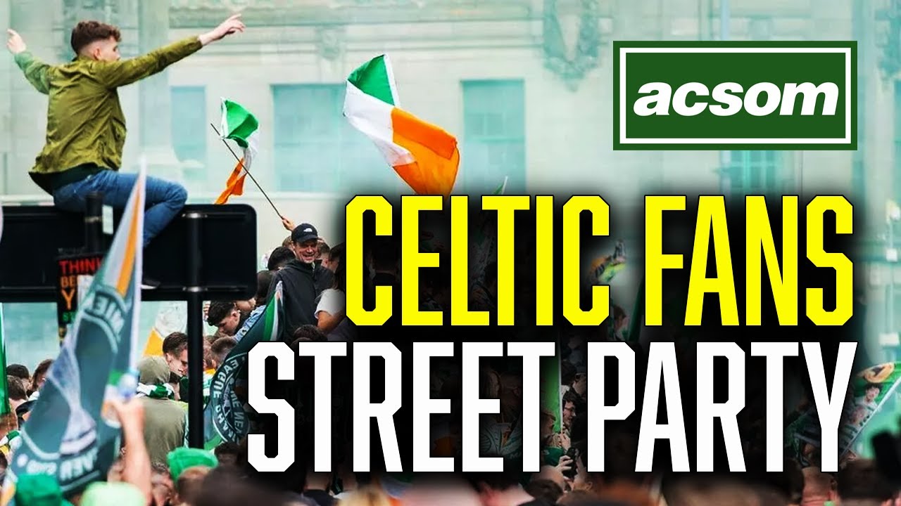 CELTIC fans celebrate 4-IN-A-ROW at Glasgow Trongate street party // ACSOM // A Celtic State of Mind