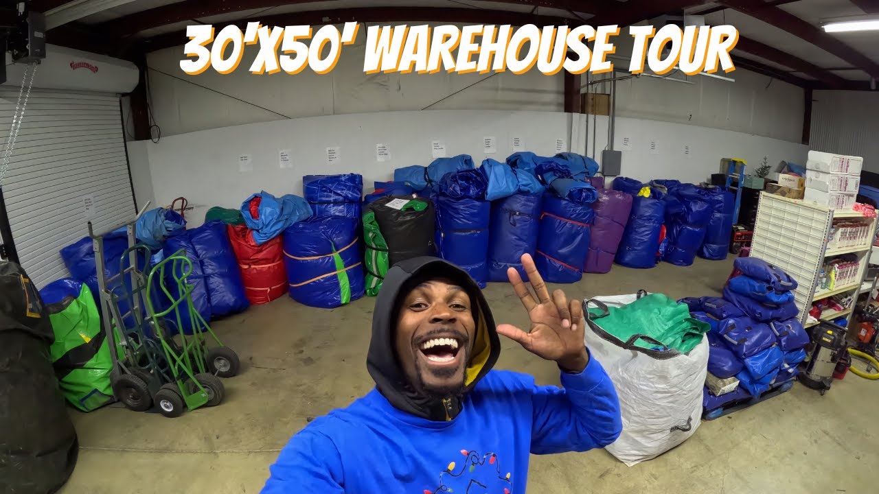 Check out the inside of my 30'x50' bounce house warehouse