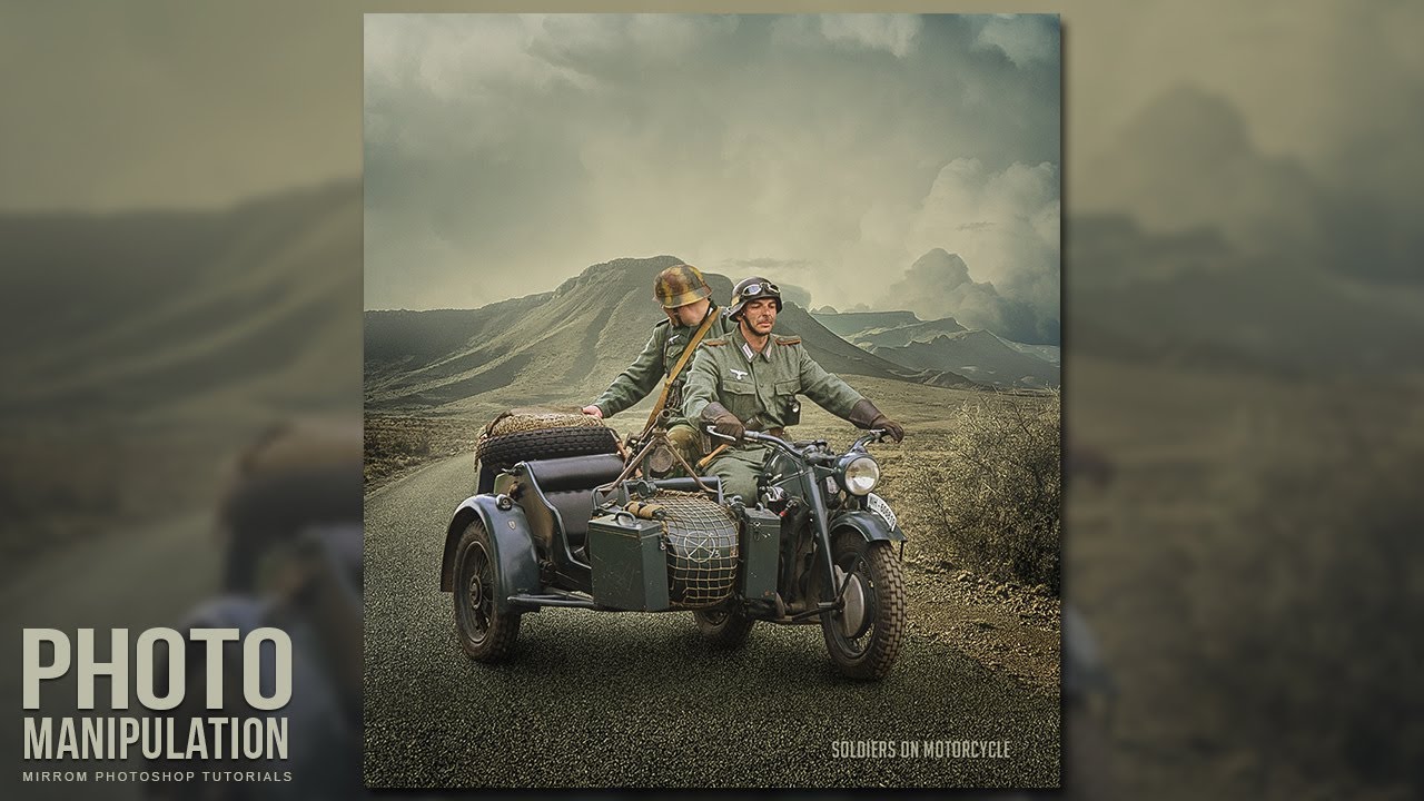 Create This Soldiers on Motorcycle Photo Manipulation Concept In Photoshop