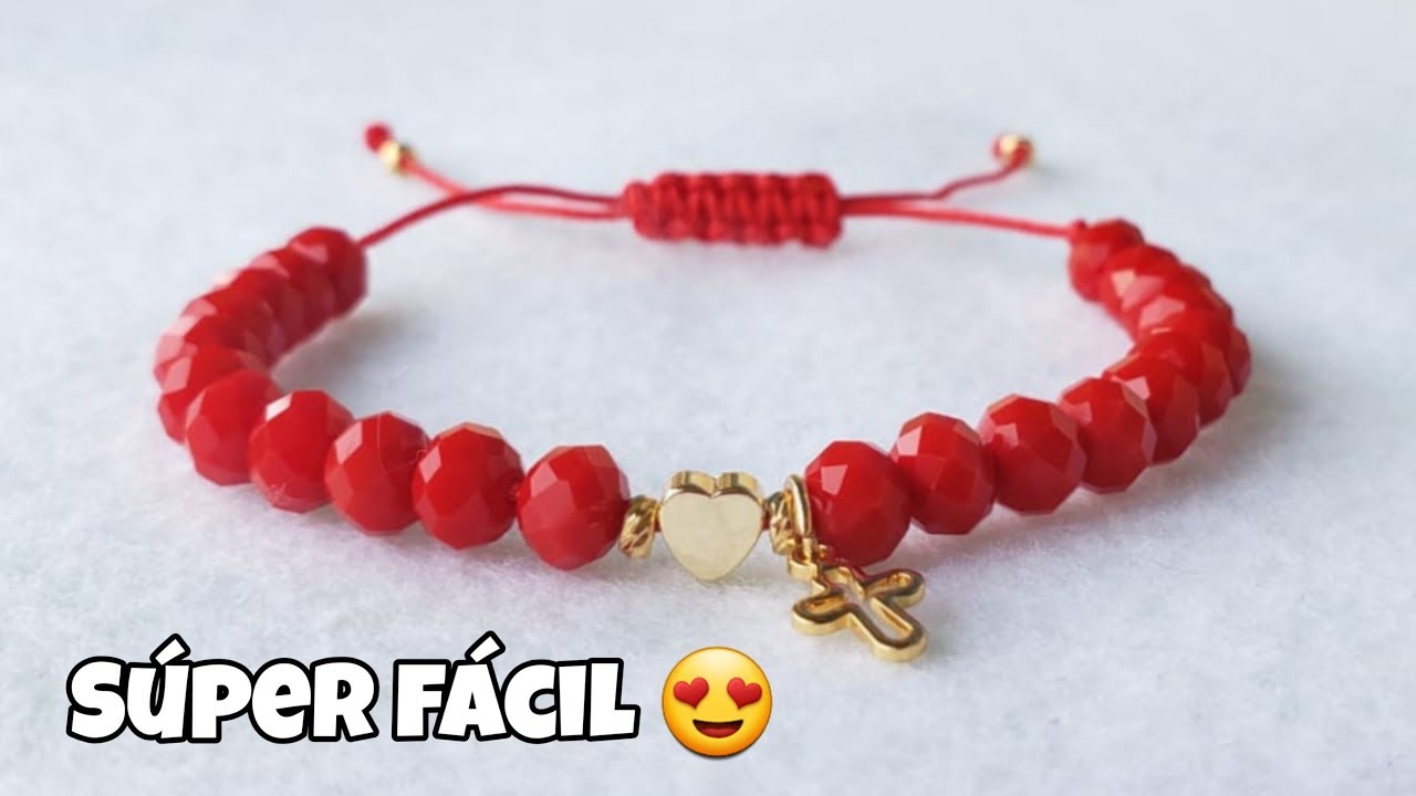 una pulsera de hilo y cristal muy sencilla y fácil de hacer