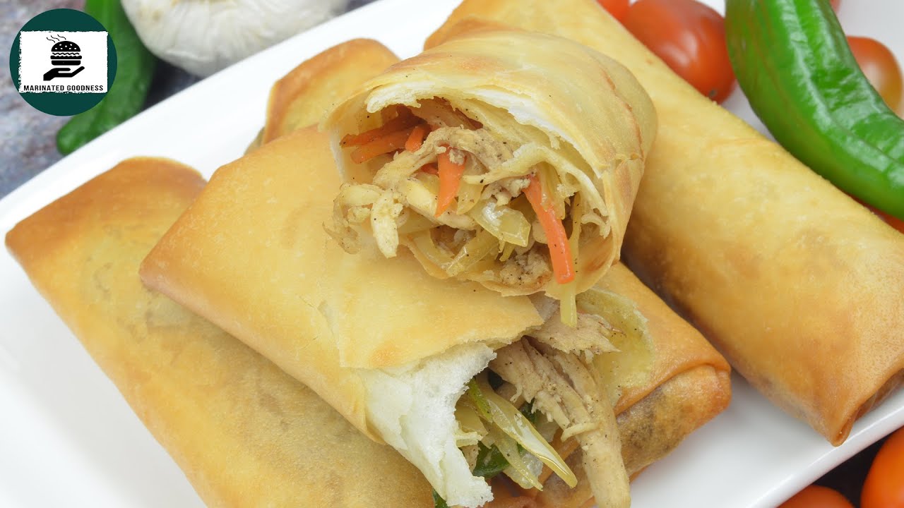 Delicious Chicken Chinese Spring Rolls Recipe - Easy Homemade Appetizer! by Marinated Goodness