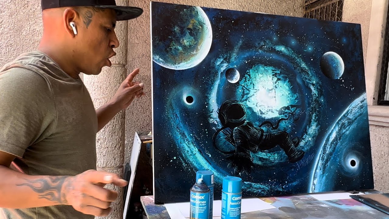 Born in space spray painting art