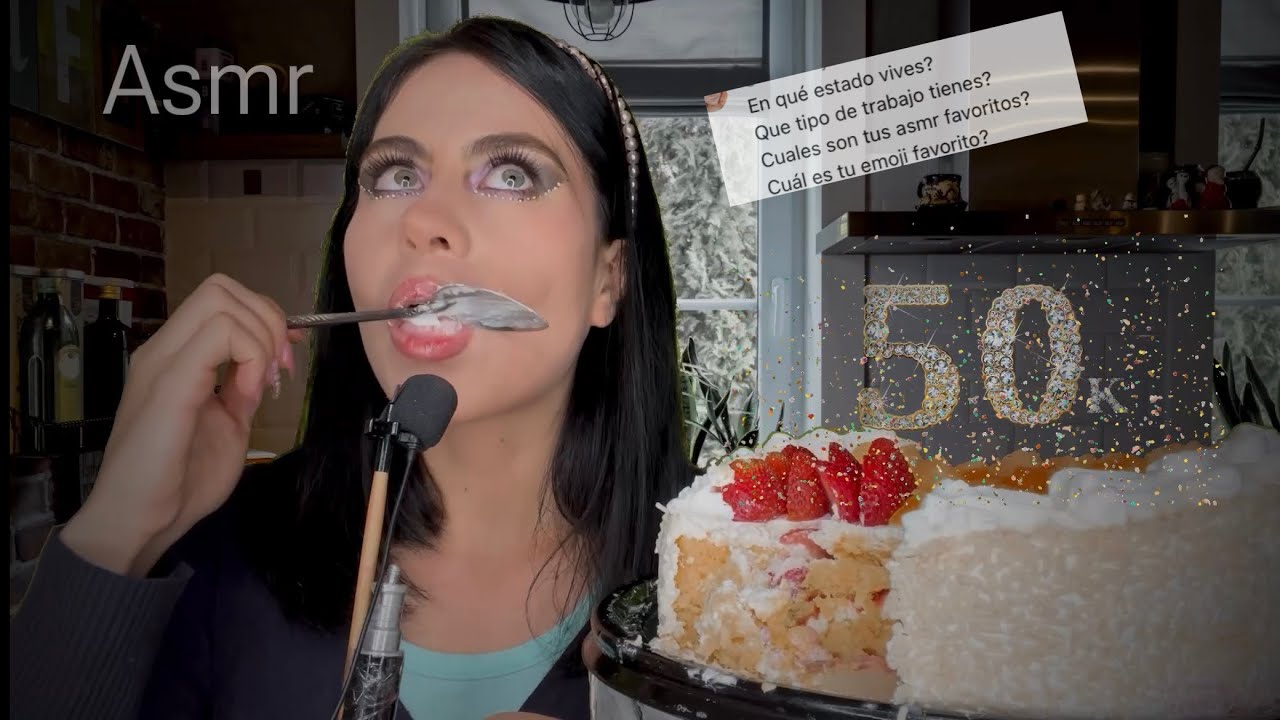 Asmr Comiendo Tarta 🍰 / Asmr Repondiendo sus preguntas / Asmr eating sounds