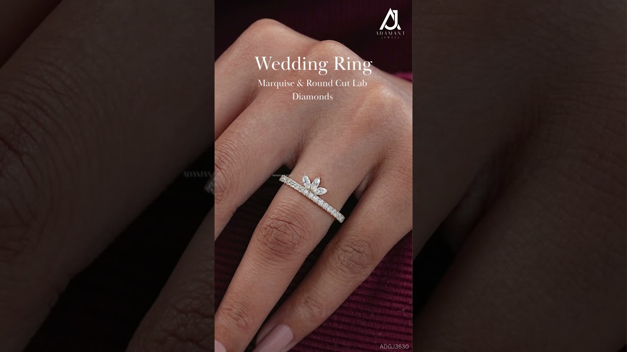 Marquise & Round Cut Lab Grown Diamond Wedding Ring # #weddingring #engagementring